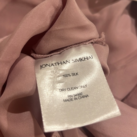 Jonathan Simkhai Pink Remington Silk V-Neck Cold Shoulder Blouse - Picture 9 of 9